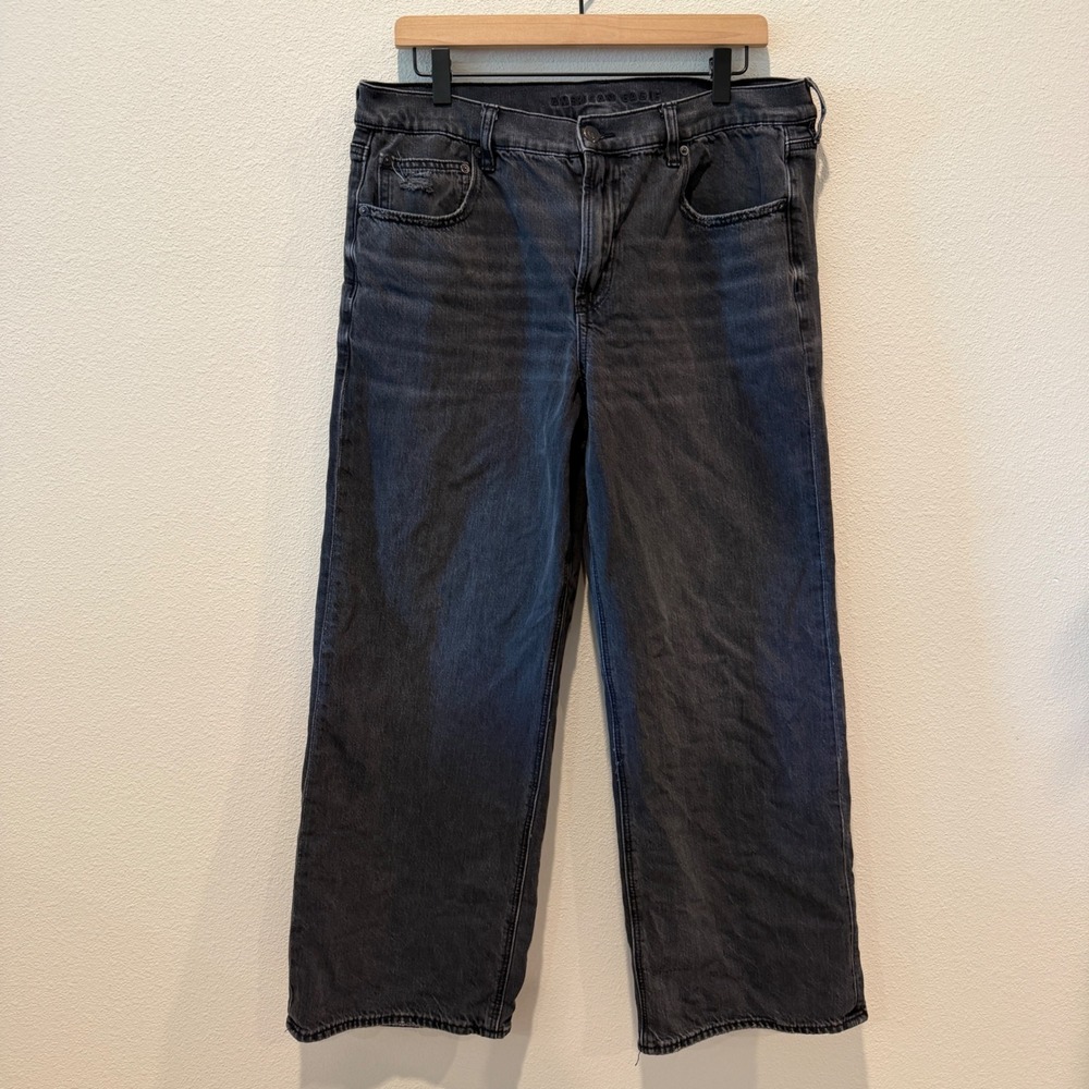 AMERICAN EAGLE Womens Jeans Wide Leg High Rise Grunge Indie Skater 12 Short